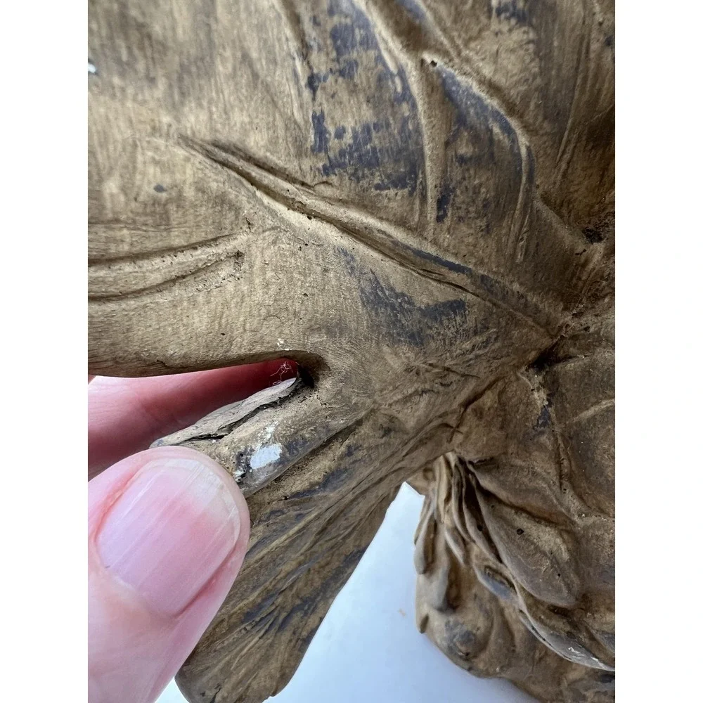 Vintage Handmade Plaster Bird Figurine Decorative Sculpture 10in Tall Rustic Art